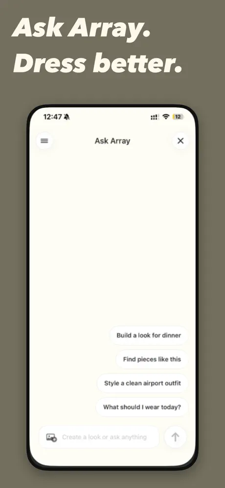 Array contextual AI personal stylist mobile interface