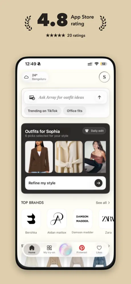 Array AI fashion app personal styling interface
